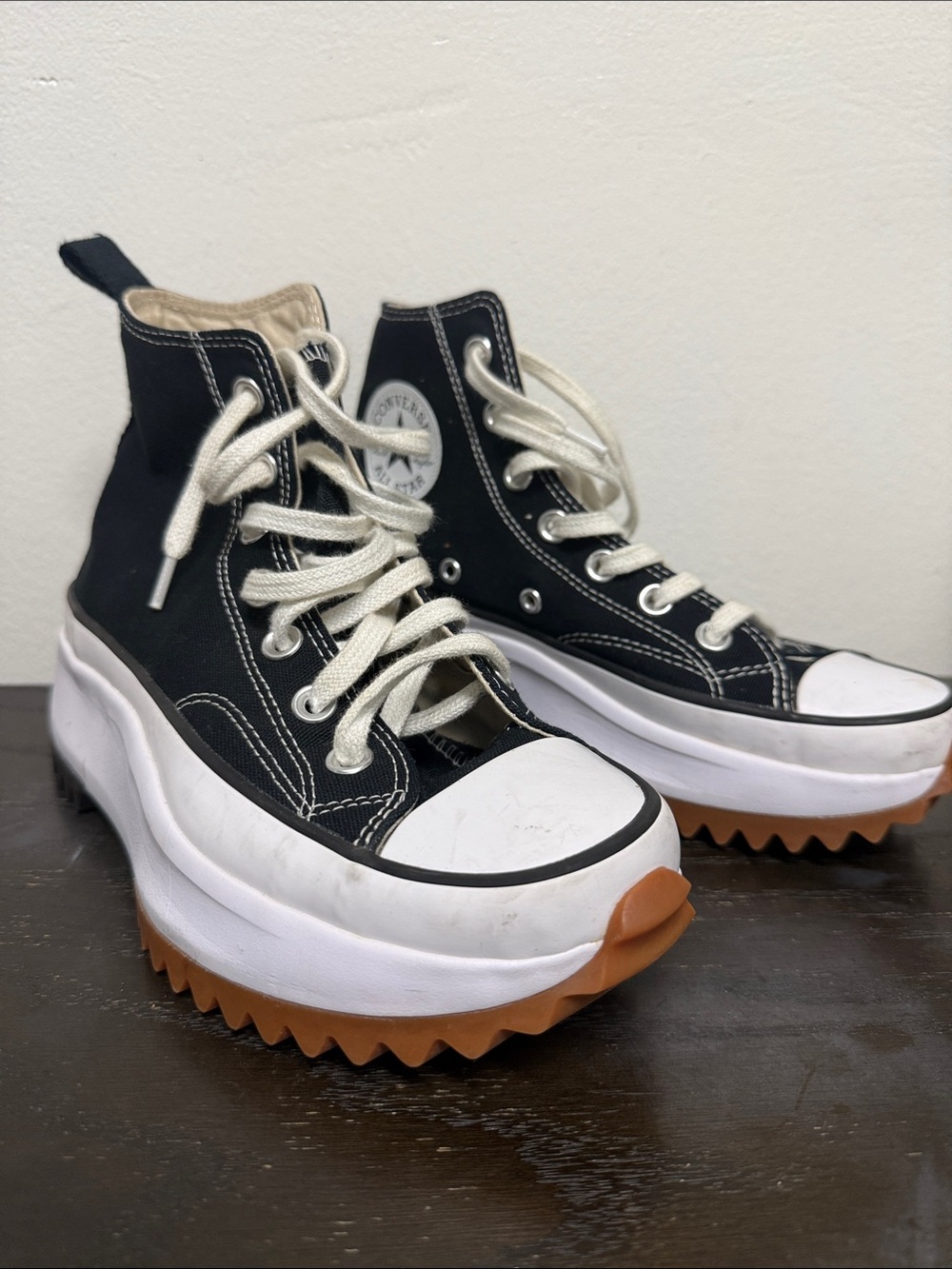 Beautifully worn. Converse Run Star Hike Black White Gum Unisex